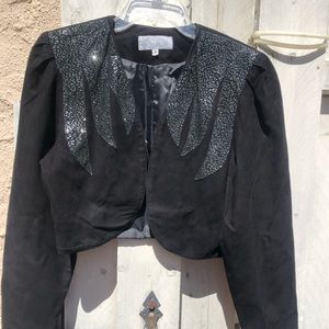 Jack Gabay black faux suede crop jacket